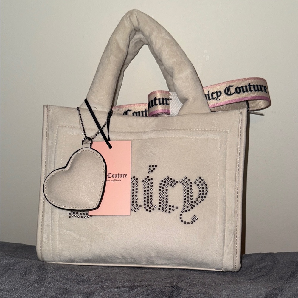 Juicy Couture Cream Tote Bag with Heart Charm